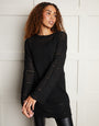 Black Crochet Long Sleeve Mini Dress