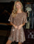Bronze Sequin Velour Mini Party Dress