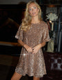 Bronze Sequin Velour Mini Party Dress