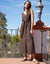 Chocolate Brown Linen Blend Belted Button Down Maxi Dress