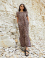 Leopard Print Jersey Maxi Dress with Pockets