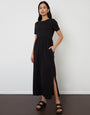 Black Jersey Maxi Dress with Pockets