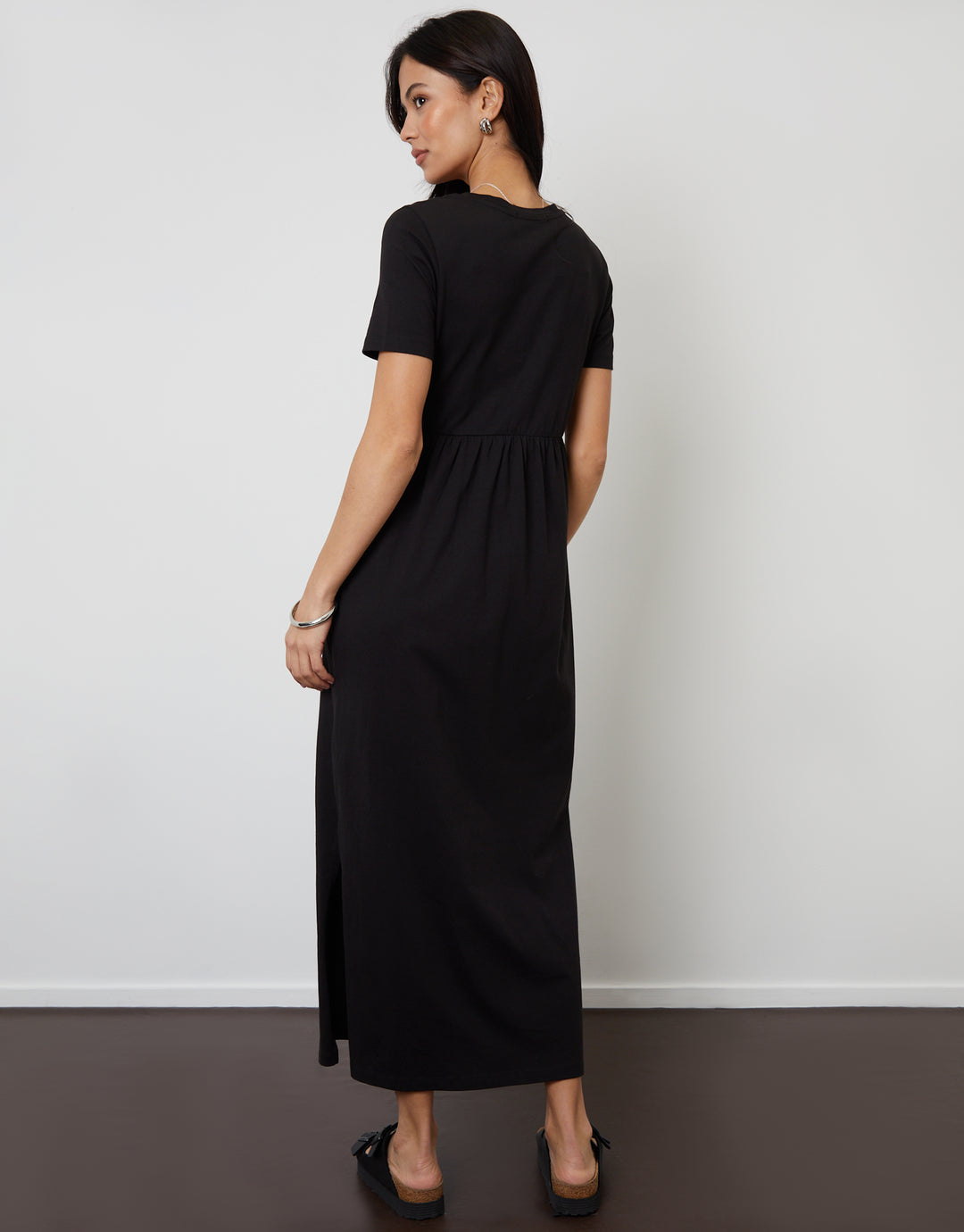 Black Jersey Maxi Dress with Pockets