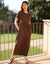 Chocolate Brown Jersey Maxi Dress with Pockets
