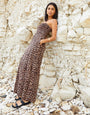 Leopard Print Bandeau Jersey Maxi Dress with Pockets