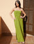 Olive Green Bandeau Jersey Maxi Dress with Pockets