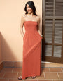 Rust Orange Bandeau Jersey Maxi Dress with Pockets