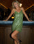 Green Sequin V Neck Party Cami Dress