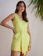 Sleeveless Belted Playsuit in Lime Green