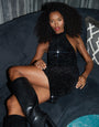 Black Sequin Halterneck Mini Dress