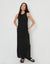 Lined Knitted Racer Maxi Dress in Black
