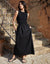Black Sleeveless Utility Jersey Poplin Mix Maxi Dress