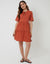 Rust Orange Tiered Jersey Poplin Mix Mini Dress