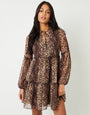 Leopard Print Tiered Chiffon Mini Dress