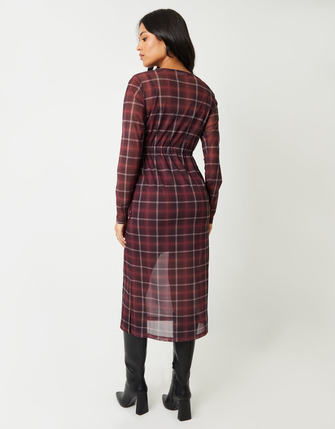 Check Dress Long Sleeve Maxi main image 0