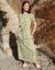 Khaki Green Paisley Print Ruched Waist Jersey Midi Dress