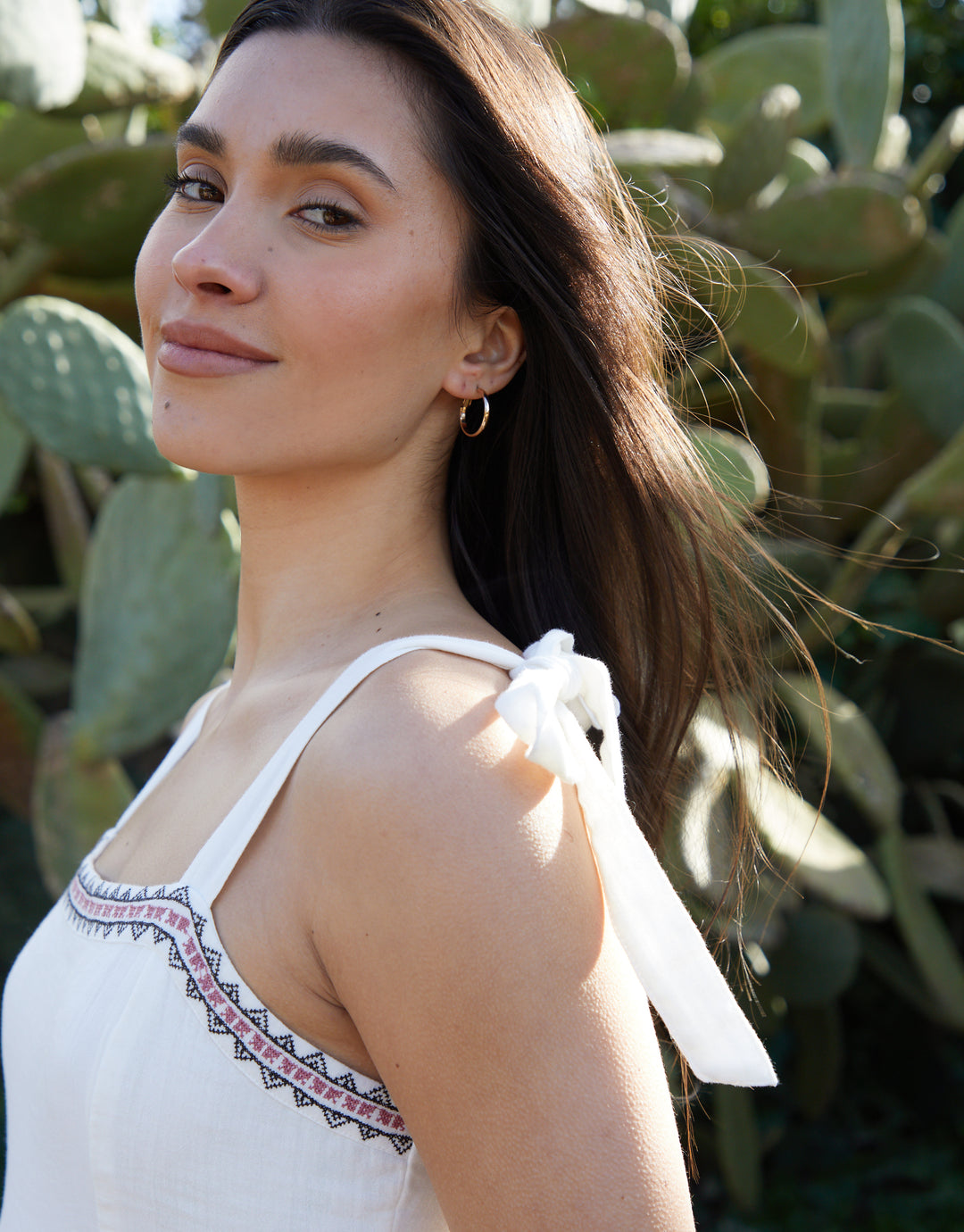 Cream Embroidered Tiered Maxi Dress