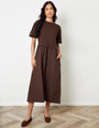 Chocolate Brown 2-in-1 Sweat Dress with Poplin Skirt
