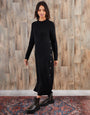 Black Knitted Side Button Detail Maxi Dress