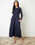 Navy Rib Jersey 2-in-1 Midi Dress with Poplin Skirt