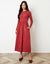 Rust Orange Rib Jersey 2-in-1 Midi Dress with Poplin Skirt