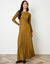 Olive Green Textured Jersey Seam Detail Maxi Dress