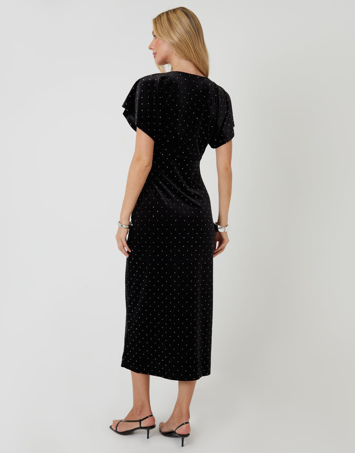 Black Velvet Hotfix Underbust Midaxi Dress