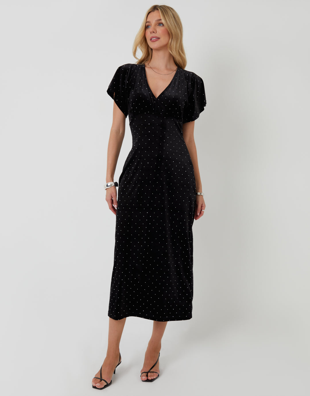 Black Velvet Hotfix Underbust Midaxi Dress