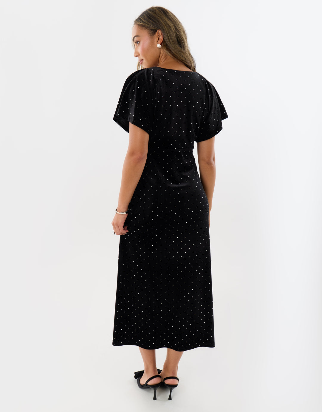 Velvet Hotfix Underbust Midaxi Dress in Black