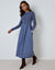 Blue 2-in-1 Jersey Poplin Mix Button Down Dress