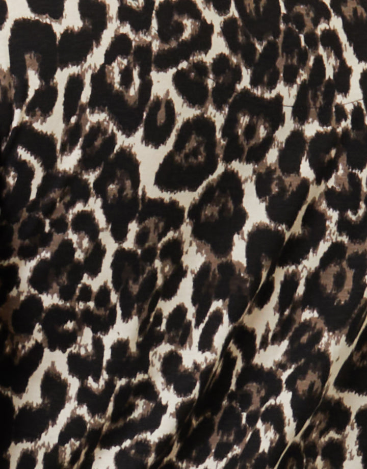 Leopard Print Long Sleeve Jersey Midi Dress