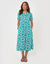 Jersey Midi Smock Dress with Pockets in Green Floral