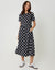Black Polka Dot Jersey Midi Smock Dress with Pockets