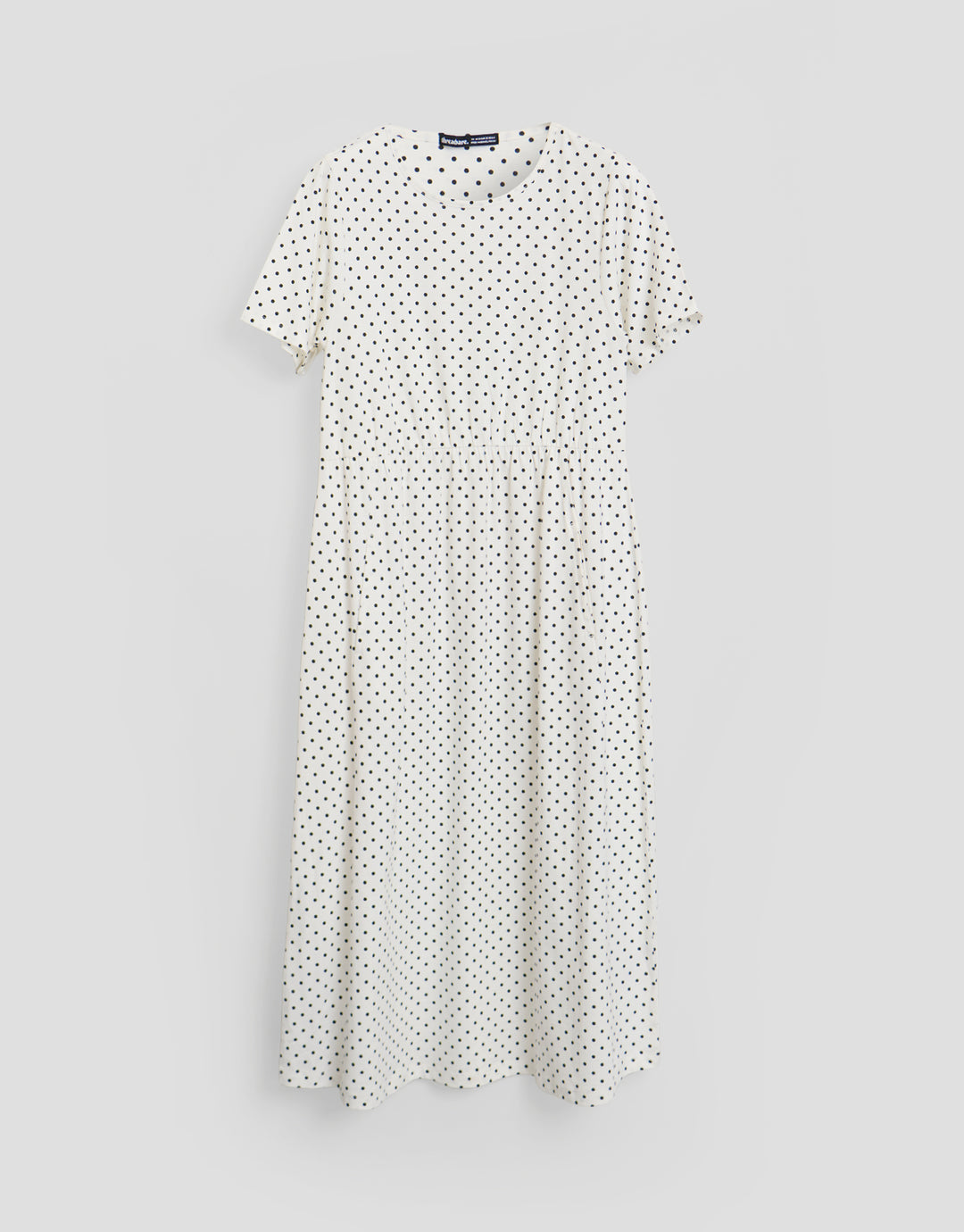 Threadbare Jersey Midi Smock Dress with Pockets in Ecru Polka Dot - flat lay