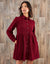 Corduroy Smock Shirt Dress in Berry Red