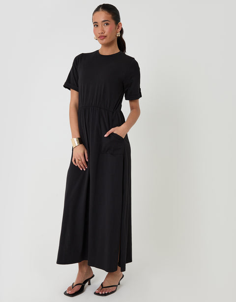 Threadbare Jersey Midi Dress Manon in Black - full front view