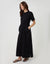 Black Crew Neck Jersey Midi Dress with Patch Pockets