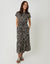 Leopard Drawstring Waist Boat Neck Cotton Jersey Maxi Dress