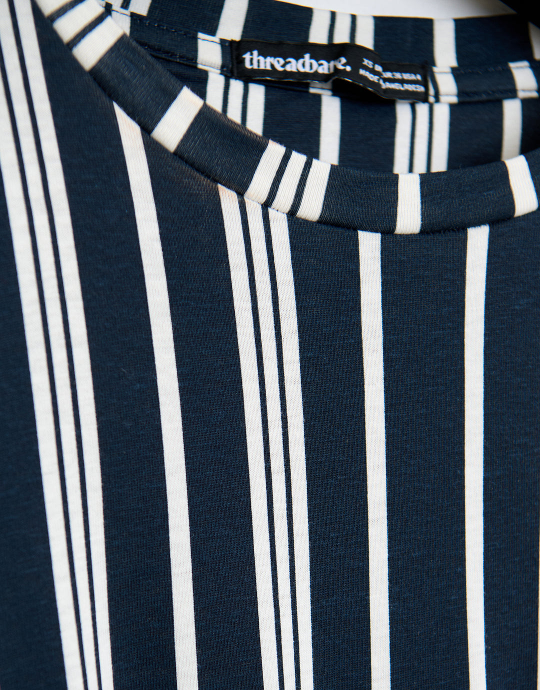 2 Pack Black & Navy Stripe Crew Neck Jersey Midi Dresses with Patch Pockets