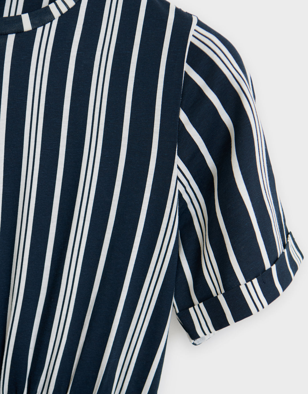 2 Pack Black & Navy Stripe Crew Neck Jersey Midi Dresses with Patch Pockets