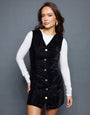 Black Velvet Waistcoat Mini Dress
