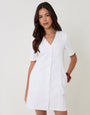 White Denim Button Up Mini Dress