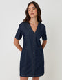 Indigo Denim Button Up Mini Dress