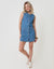Mid Wash Denim Pinafore Mini Dress