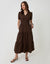 Cotton Poplin Tiered Midaxi Dress in Chocolate Brown