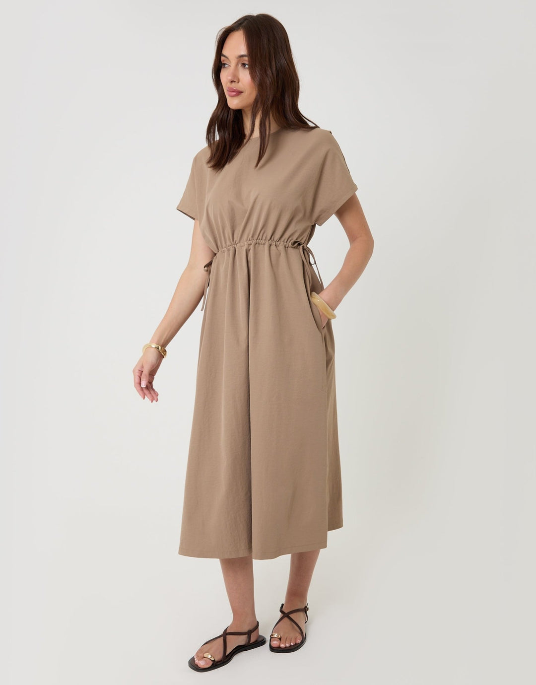 midi dress with kimono sleeves Yumi Women's Ruched Waist Sleeve Effortless Hungarian elegance. TESSA royal blue short kimono