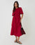 Red Gingham Angel Sleeve Midaxi Dress