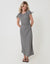 Ruched Midi Dress with Shoulder Tie Details in Mono Gingham