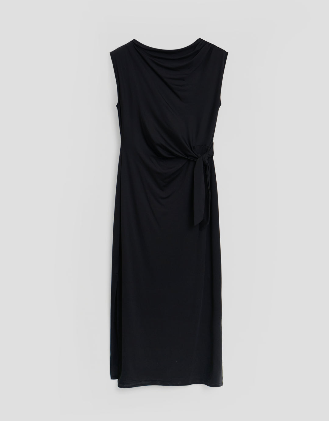 Threadbare Twist Detail Slash Neck Maxi Dress in Black - flatlay