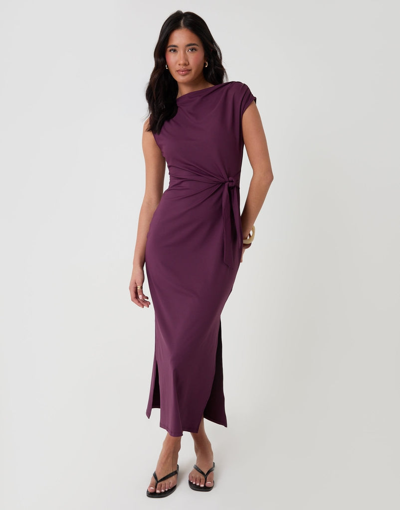 Twist Detail Slash Neck Maxi Dress